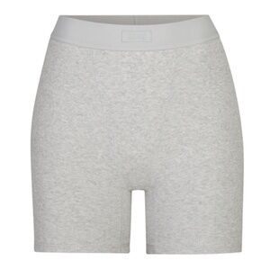 Skims Cotton Rib Boxer in Light Heather Gray